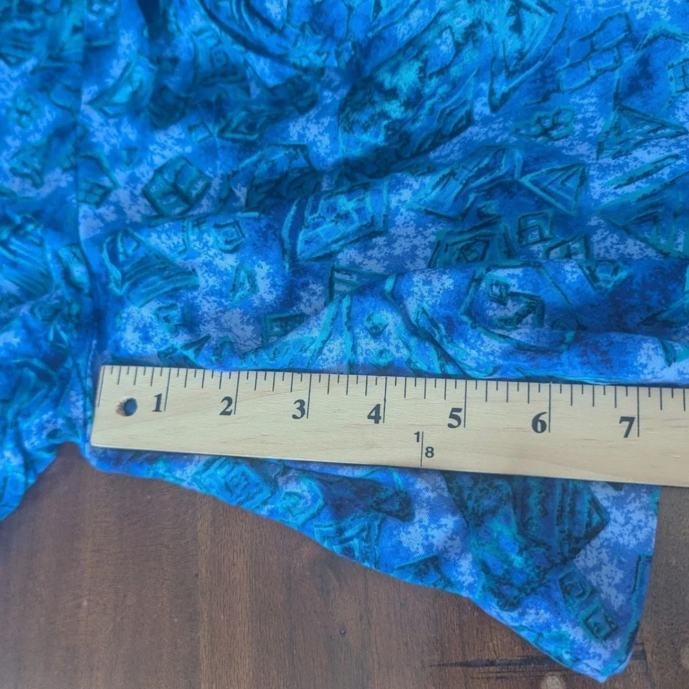 Vtg 90s Shorts & Layered Top Set Blue Tropical Floral Print Sz M Art Teacher